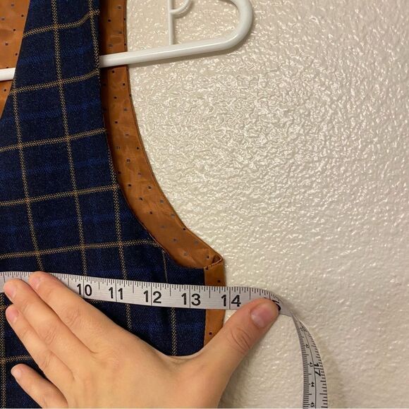 Romano Boys kids Navy blue plaid tweed orange lined formal dress up vest suit 9 - Picture 7 of 9